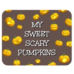 Scary Sweet Funny Cute Pumpkins Hallowen Ecard Double Sided Flano Blanket (medium)  by Amaryn4rt