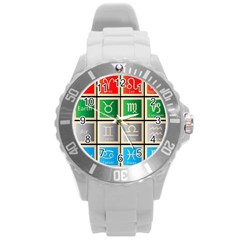 Set Of The Twelve Signs Of The Zodiac Astrology Birth Symbols Round Plastic Sport Watch (l) by Amaryn4rt