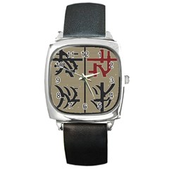 Xia Script On Gray Background Square Metal Watch by Amaryn4rt