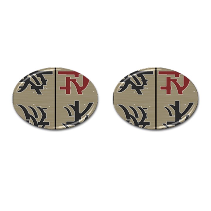 Xia Script On Gray Background Cufflinks (Oval)