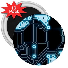 A Completely Seamless Background Design Circuitry 3  Magnets (10 Pack)  by Amaryn4rt