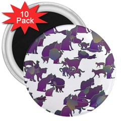 Many Cats Silhouettes Texture 3  Magnets (10 Pack) 