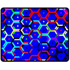 Blue Bee Hive Pattern Double Sided Fleece Blanket (medium)  by Amaryn4rt