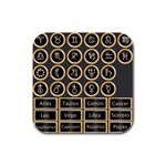 Black And Gold Buttons And Bars Depicting The Signs Of The Astrology Symbols Rubber Square Coaster (4 pack)  Front