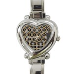 Black And Gold Buttons And Bars Depicting The Signs Of The Astrology Symbols Heart Italian Charm Watch Front