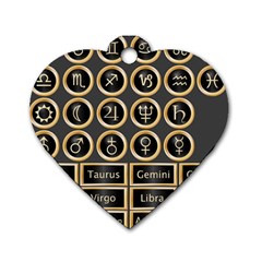 Black And Gold Buttons And Bars Depicting The Signs Of The Astrology Symbols Dog Tag Heart (one Side) by Amaryn4rt