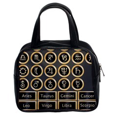 Black And Gold Buttons And Bars Depicting The Signs Of The Astrology Symbols Classic Handbags (2 Sides) by Amaryn4rt