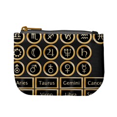 Black And Gold Buttons And Bars Depicting The Signs Of The Astrology Symbols Mini Coin Purses