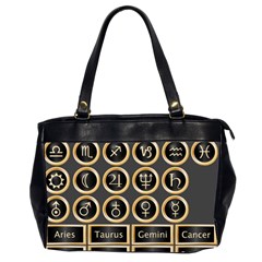 Black And Gold Buttons And Bars Depicting The Signs Of The Astrology Symbols Office Handbags (2 Sides) 