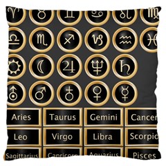 Black And Gold Buttons And Bars Depicting The Signs Of The Astrology Symbols Large Cushion Case (one Side) by Amaryn4rt