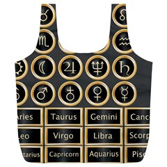 Black And Gold Buttons And Bars Depicting The Signs Of The Astrology Symbols Full Print Recycle Bags (l)  by Amaryn4rt