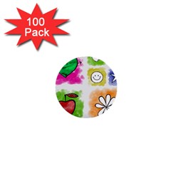 A Set Of Watercolour Icons 1  Mini Buttons (100 Pack) 