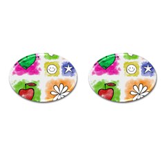 A Set Of Watercolour Icons Cufflinks (oval) by Amaryn4rt