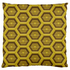 Golden 3d Hexagon Background Large Cushion Case (two Sides)