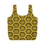 Golden 3d Hexagon Background Full Print Recycle Bags (M)  Front