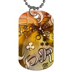 Symbols On Gradient Background Embossed Dog Tag (two Sides) by Amaryn4rt