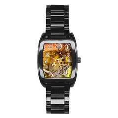 Symbols On Gradient Background Embossed Stainless Steel Barrel Watch by Amaryn4rt