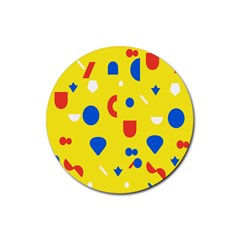 Circle Triangle Red Blue Yellow White Sign Rubber Coaster (round)  by Alisyart