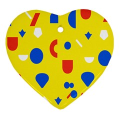 Circle Triangle Red Blue Yellow White Sign Heart Ornament (two Sides) by Alisyart