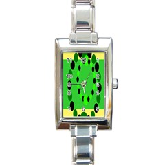 Circular Dot Selections Green Yellow Black Rectangle Italian Charm Watch