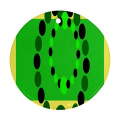 Circular Dot Selections Green Yellow Black Ornament (round)