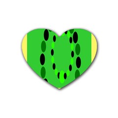 Circular Dot Selections Green Yellow Black Rubber Coaster (Heart) 