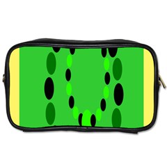 Circular Dot Selections Green Yellow Black Toiletries Bags