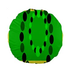 Circular Dot Selections Green Yellow Black Standard 15  Premium Round Cushions