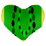 Circular Dot Selections Green Yellow Black Large 19  Premium Heart Shape Cushions Front