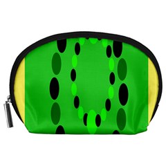 Circular Dot Selections Green Yellow Black Accessory Pouches (Large) 