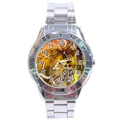 Symbols On Gradient Background Embossed Stainless Steel Analogue Watch by Amaryn4rt