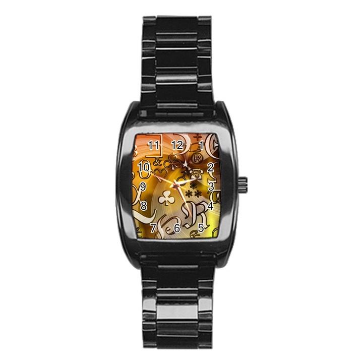 Symbols On Gradient Background Embossed Stainless Steel Barrel Watch