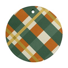 Autumn Plaid Round Ornament (two Sides) by Alisyart