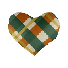 Autumn Plaid Standard 16  Premium Heart Shape Cushions