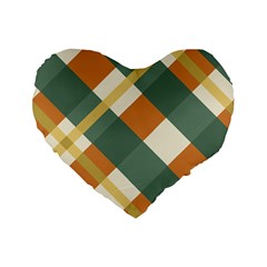 Autumn Plaid Standard 16  Premium Flano Heart Shape Cushions