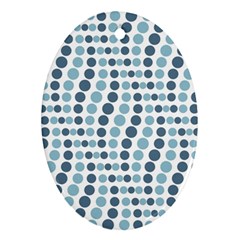 Circle Blue Grey Line Waves Oval Ornament (two Sides)