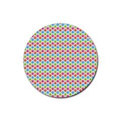 Colorful Floral Seamless Red Blue Green Pink Rubber Round Coaster (4 Pack)  by Alisyart