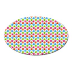 Colorful Floral Seamless Red Blue Green Pink Oval Magnet