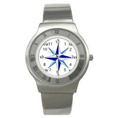 Compass Blue Star Stainless Steel Watch by Alisyart