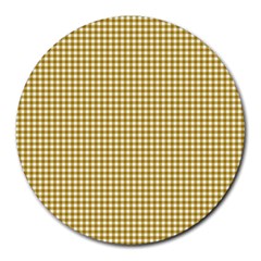 Golden Yellow Tablecloth Plaid Line Round Mousepads by Alisyart