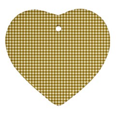 Golden Yellow Tablecloth Plaid Line Ornament (heart) by Alisyart