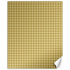 Golden Yellow Tablecloth Plaid Line Canvas 11  X 14  