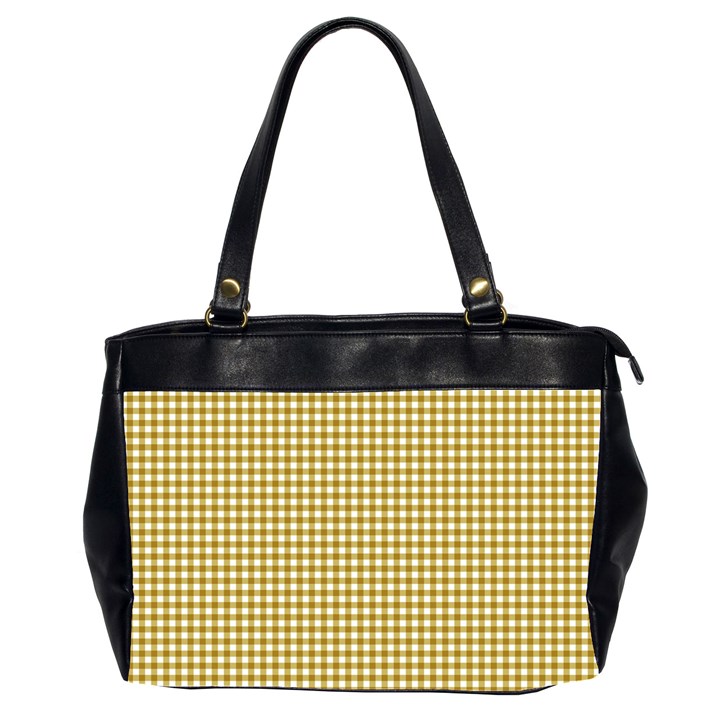 Golden Yellow Tablecloth Plaid Line Office Handbags (2 Sides) 