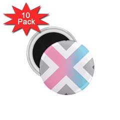 Flag X Blue Pink Grey White Chevron 1 75  Magnets (10 Pack) 