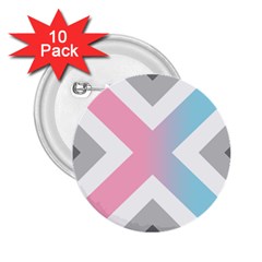 Flag X Blue Pink Grey White Chevron 2.25  Buttons (10 pack) 