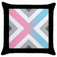 Flag X Blue Pink Grey White Chevron Throw Pillow Case (Black)