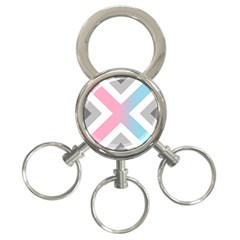 Flag X Blue Pink Grey White Chevron 3-Ring Key Chains