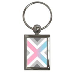 Flag X Blue Pink Grey White Chevron Key Chains (rectangle) 