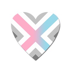 Flag X Blue Pink Grey White Chevron Heart Magnet