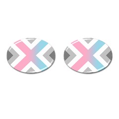 Flag X Blue Pink Grey White Chevron Cufflinks (Oval)